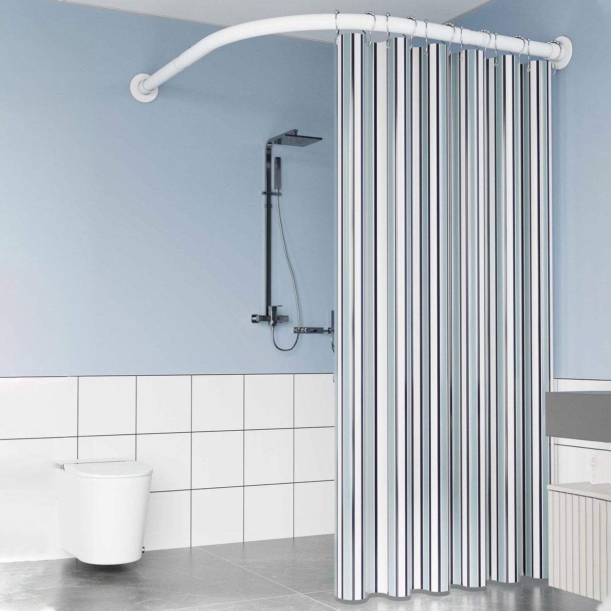 Omgoods - Curved Douchegordijnrail voor Bad en Douche