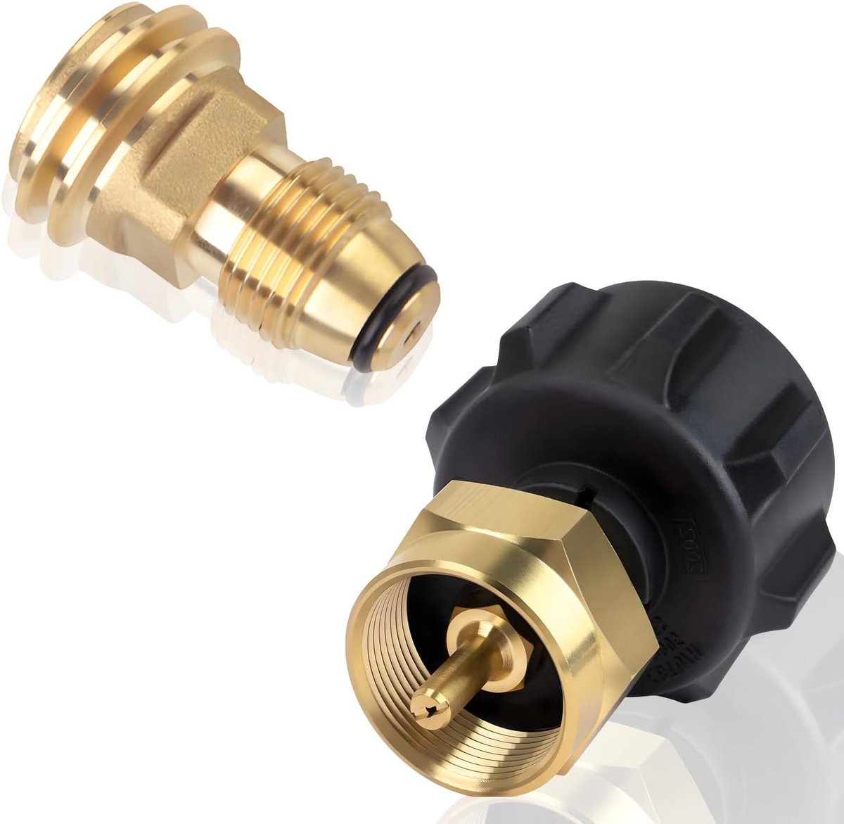 2 stuks propaan navuladapter, 1 lb propaantank navuladapter en converteradapter voor QCC1/Type1 propaancilinder en 1 lb wegwerpfles - massief messing