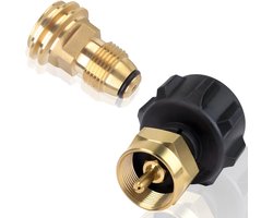 2 stuks propaan navuladapter, 1 lb propaantank navuladapter en converteradapter voor QCC1/Type1 propaancilinder en 1 lb wegwerpfles - massief messing
