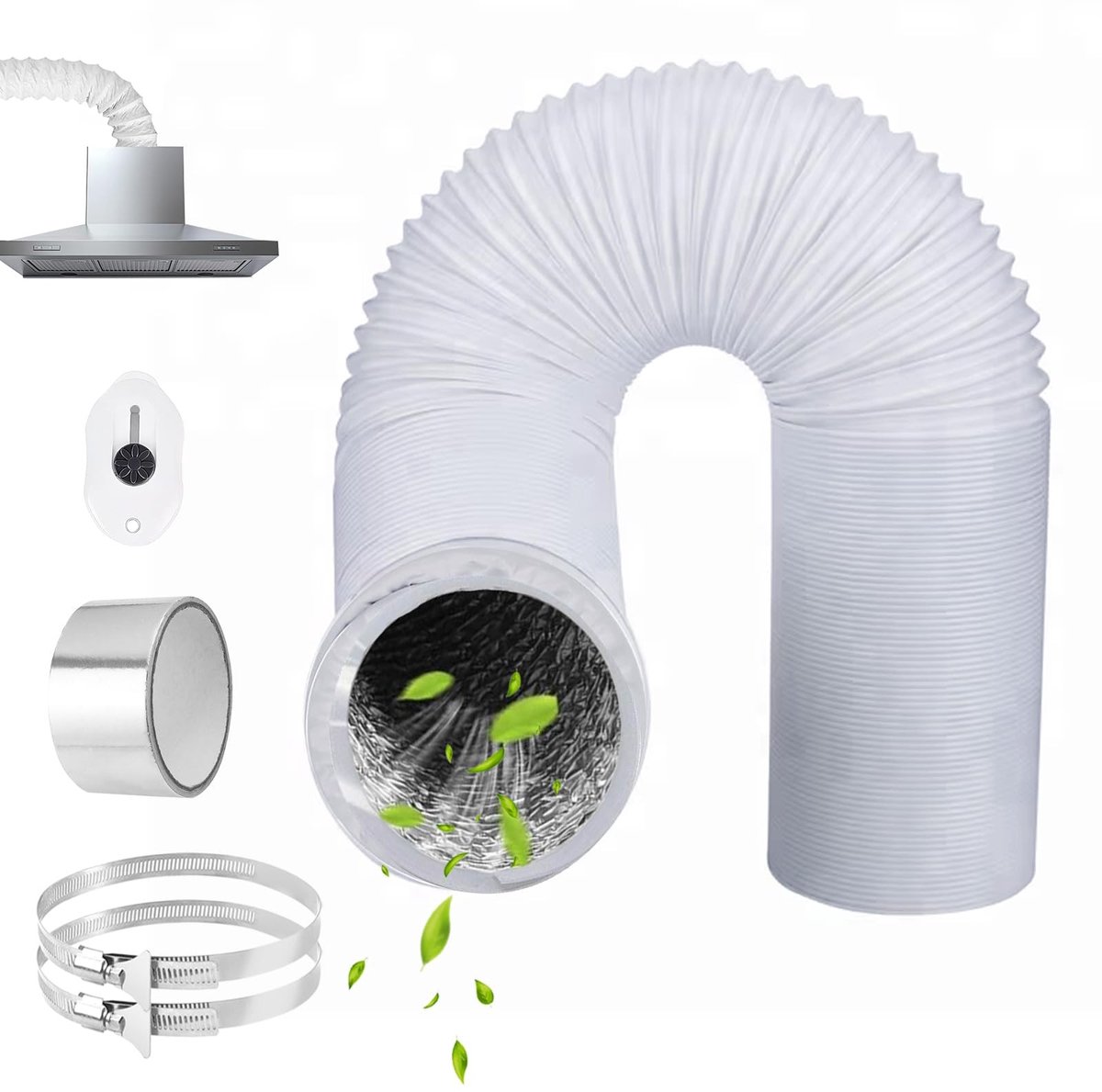 Omgoods - Flexibele Aluminium Drain Hose 80mm x 6m met Klemmen