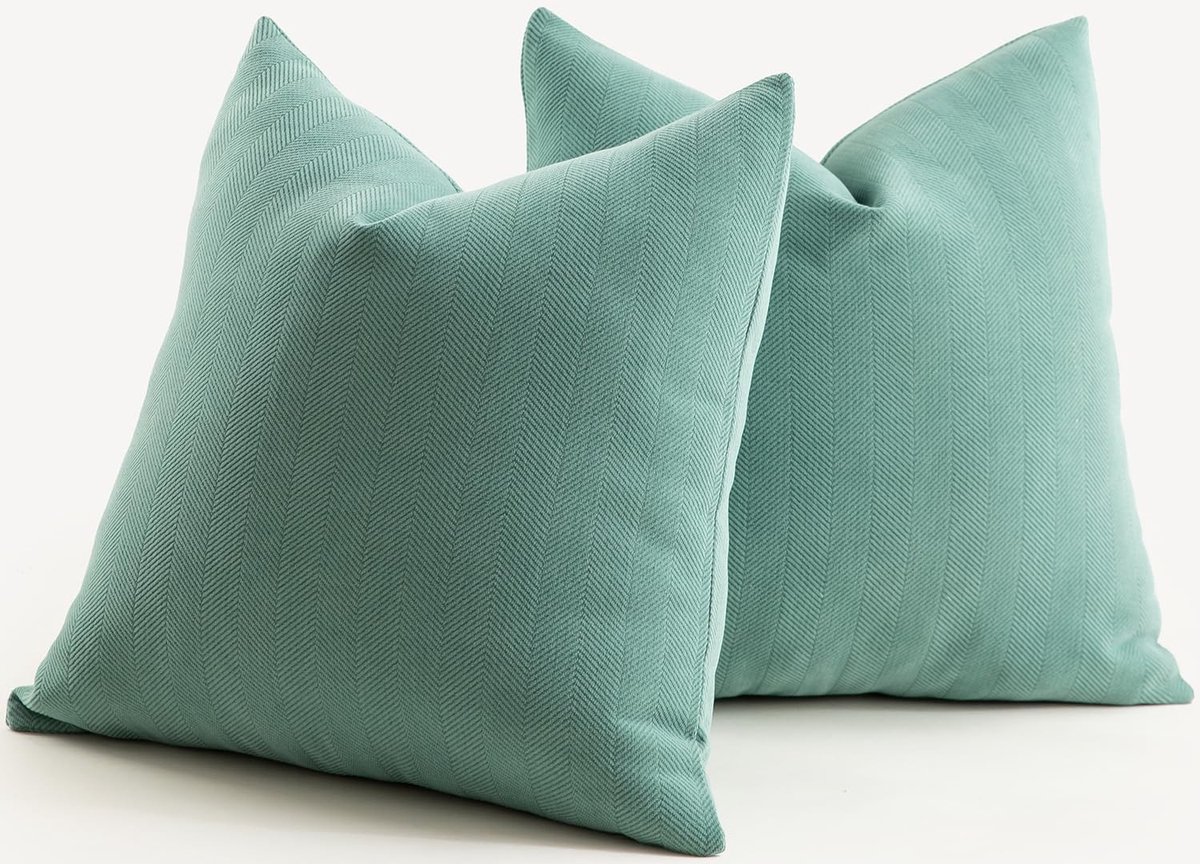 Omgoods - Set van 2 Chenille Kussenslopen 55x55 cm in Teal Blauw