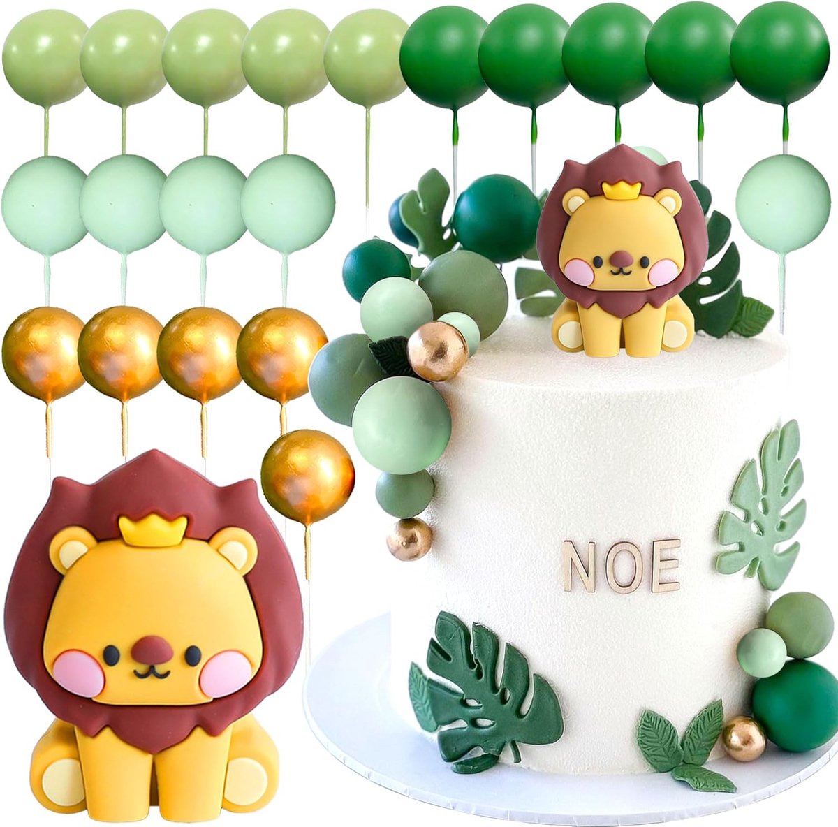 Leeuw verjaardagsdecoraties taarttopper wilde dierentaartdecoraties | Leeuw verjaardagsdecoraties taarttopper wilde dierentaartdecoraties safari jungle babyshower decoraties