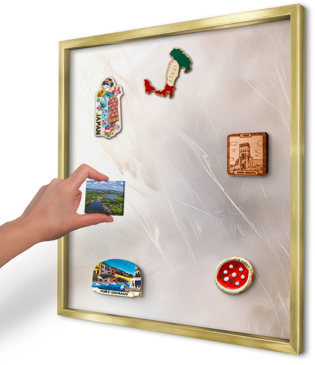 Artprintcave Wit Magneetbord mit Gouden Frame - 50x50 cm - Zachte Lichtheid Wandbord Magnetisch - Minimalist Magneet Bord mit Frame - Achtergronden En Patronen