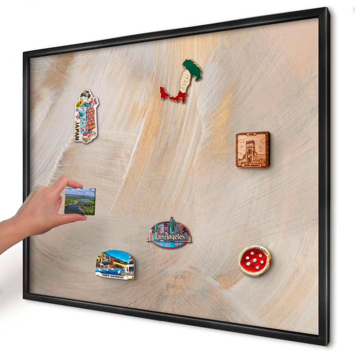 Artprintcave Romig Magneetbord mit Zwart Frame - 80x60 cm - Elegante Abstractie Wandbord Magnetisch - Abstract Magnetisch Bord - Abstractie