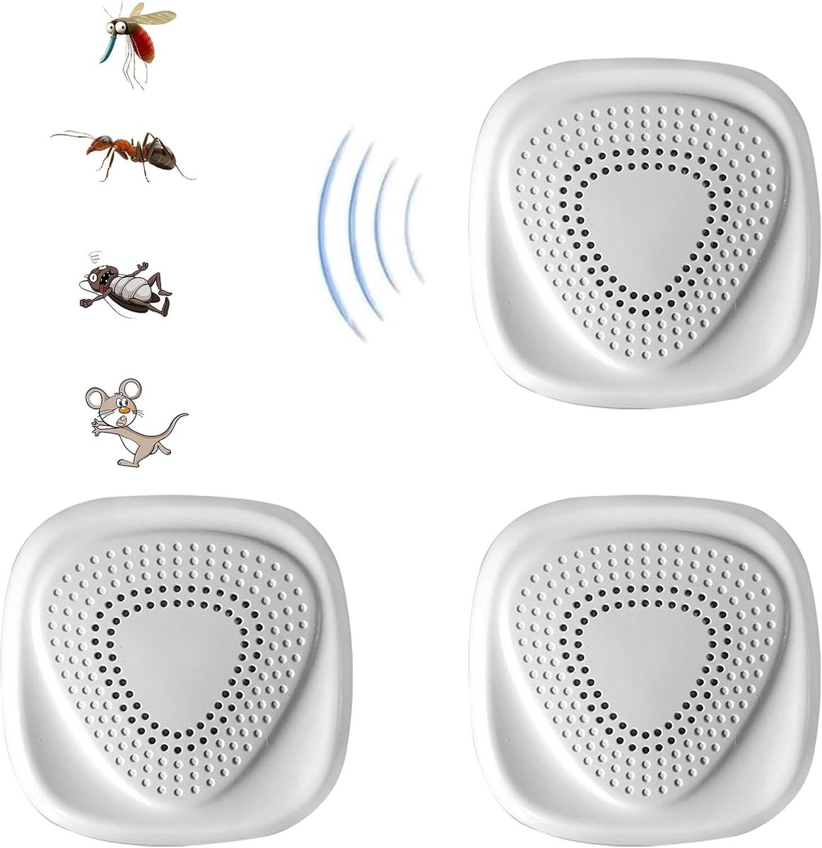 SnelShoppen - Ultrasonic Muggenbeschermer Set van 3, Effectieve Ultrasone Ongeinsectenbestrijding, Elektronische Ultrasone Bescherming Tegen Muggen, S