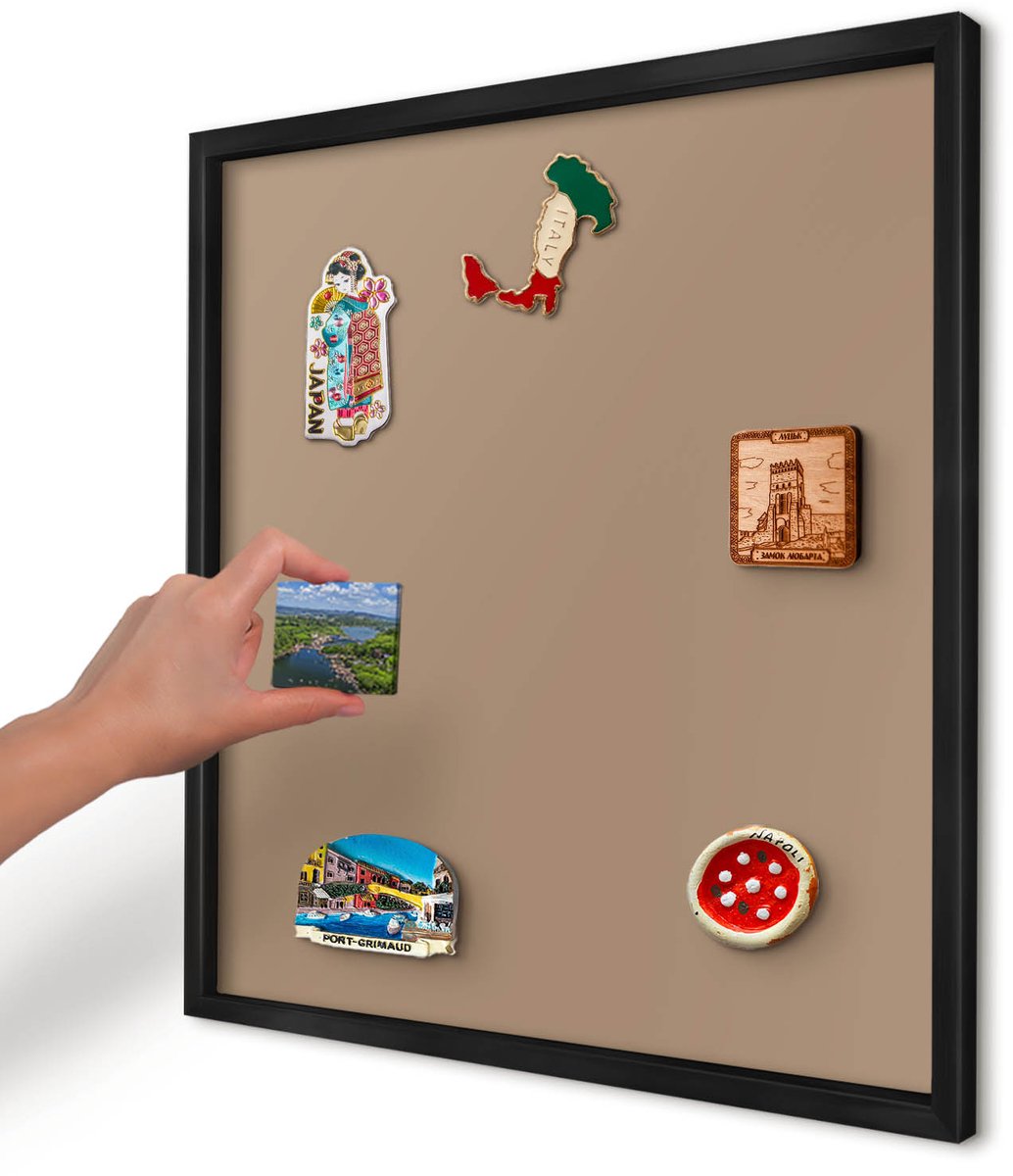 Artprintcave Bruin Magneetbord mit Zwart Frame - 50x50 cm - Warm Lichtbruin Notitiebord - Minimalist Bord Voor Magneten - Achtergronden En Patronen