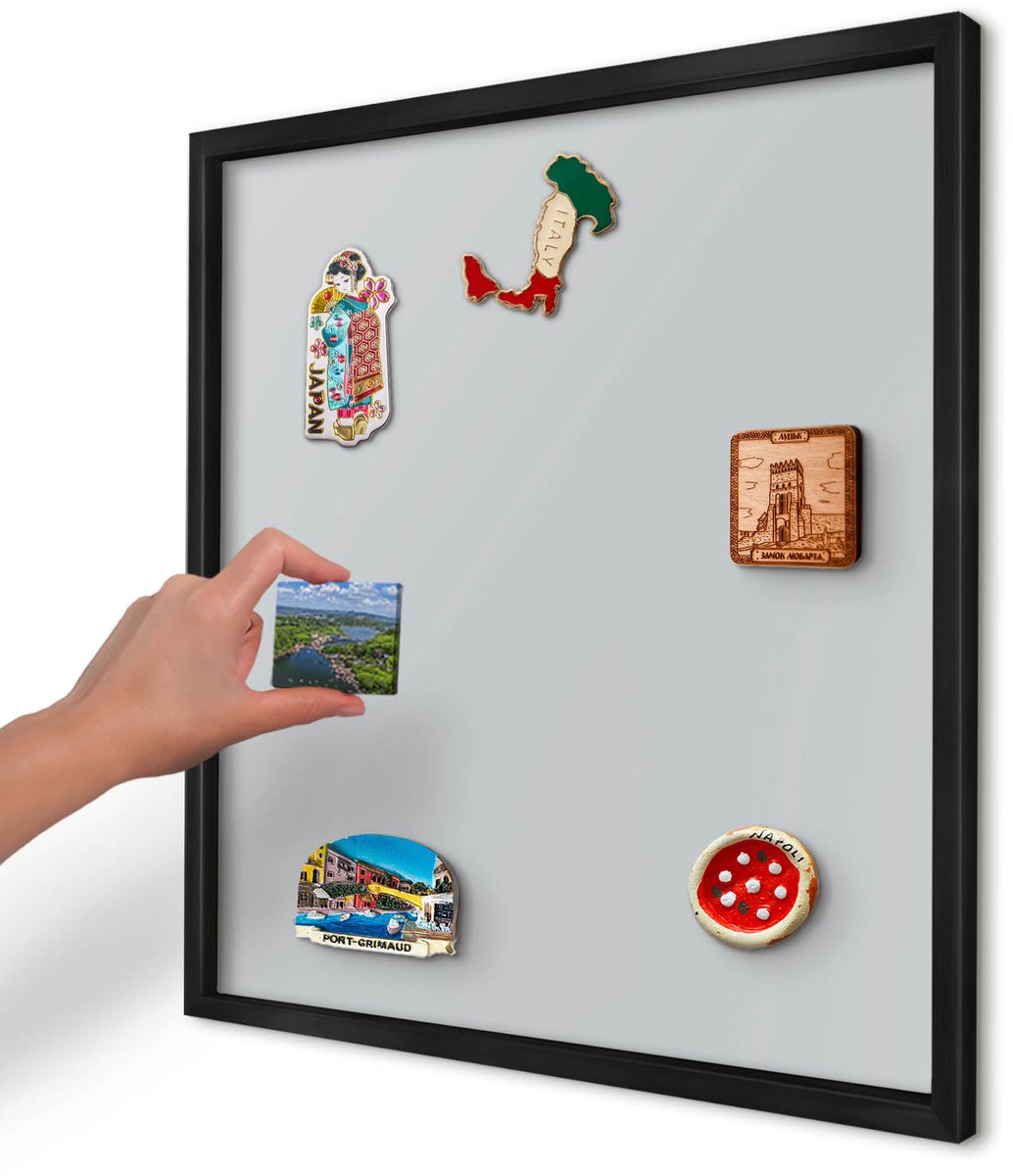 Artprintcave Grijs Magneetbord mit Zwart Frame - 50x50 cm - Lichtgrijs Magneetbord Voor Keuken - Minimalist Magneet Bord mit Frame - Achtergronden En Patronen
