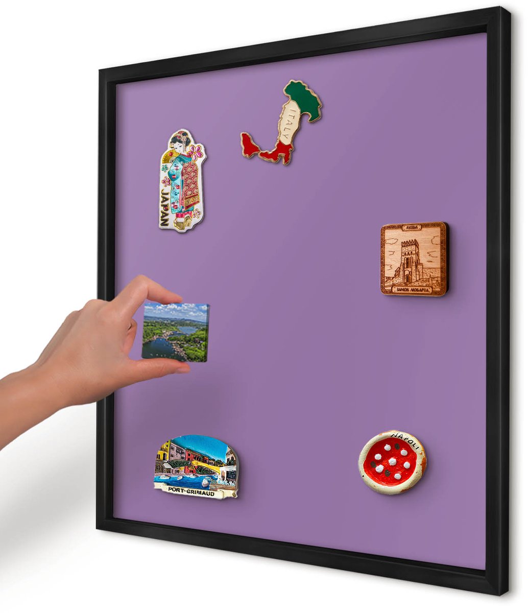 Artprintcave Paars Magneetbord mit Zwart Frame - 50x50 cm - Violet Memobord Keuken - Minimalist Magneet Bord mit Frame - Achtergronden En Patronen