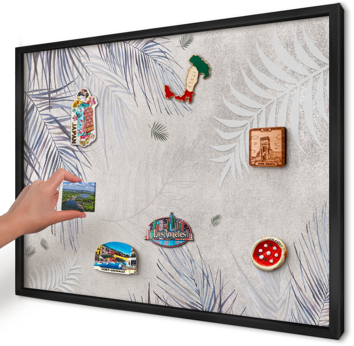 Artprintcave Beige Magneetbord mit Zwart Frame - 70x50 cm - Bladrijke Elegantie Magneetbord Voor Keuken - Modern Bord Voor Magneten - Natuur