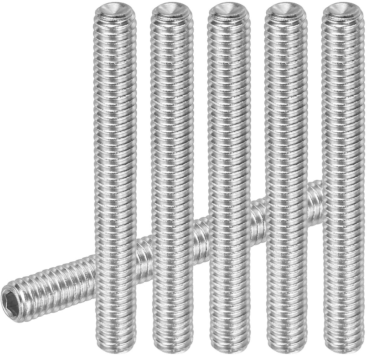 30 stuks madenschroeven M4 x 35 mm, 304 roestvrij staal, madenschroevenset voor deurklinkhouder, meubellampen, kraan, reparaties, zilveren binnenzeskant, schroefdraadpennen, schroevenset