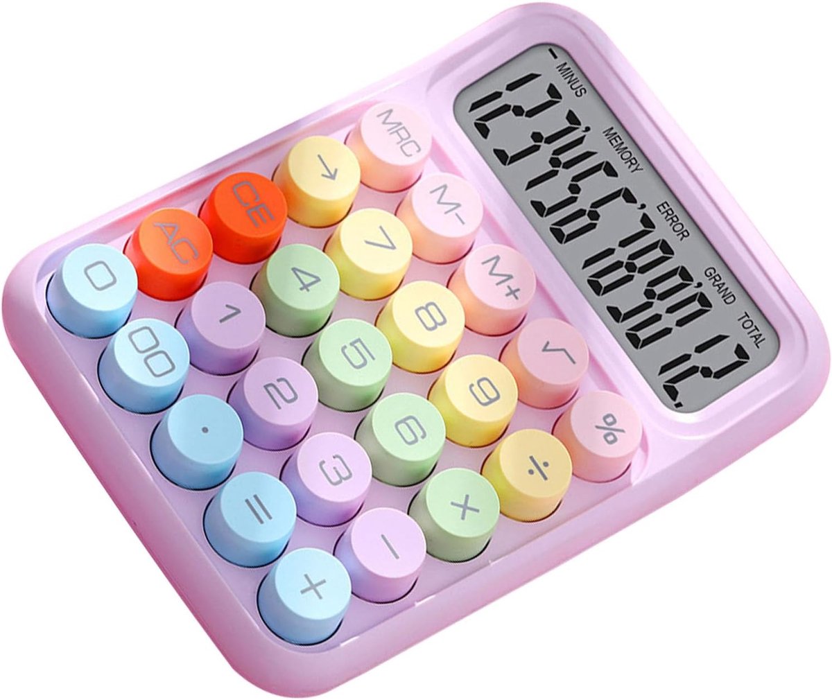 SnelShoppen - Kleurrijke Mechanische Calculator Toetsenbord, Spatwaterdichte Rekenmachine, Handig voor School en Thuisgebruik, Gekleurde Elektronische