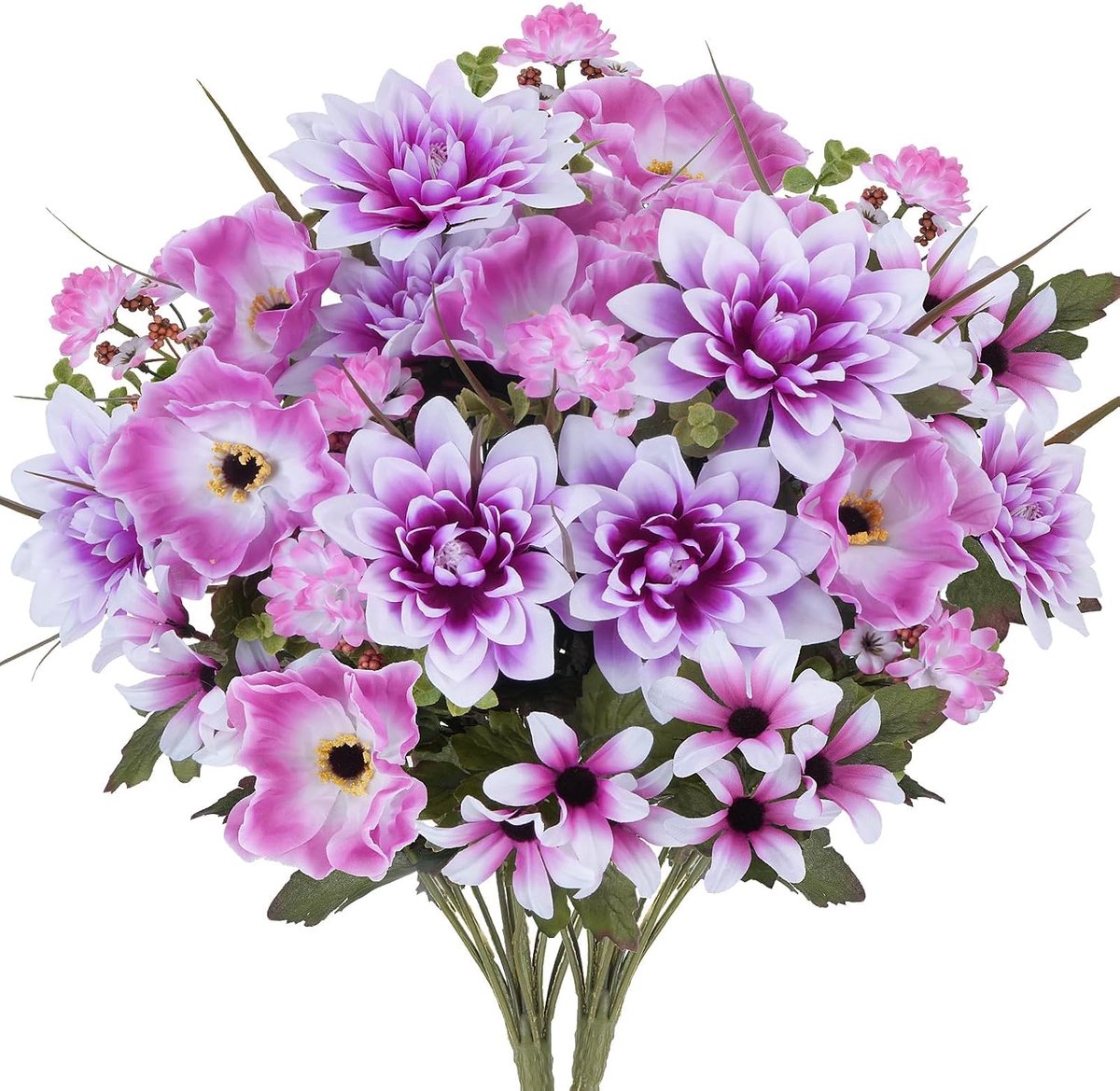 Kunstbloemen Zoals echte Kunstbloemen Paarse zijde bloemen Lenteboeket Kunstmatige klaprozen Paarse dahlia's Daisia's Kunstbloemenboeket Grafdecoratie voor Vaastafel Decoratiekamer