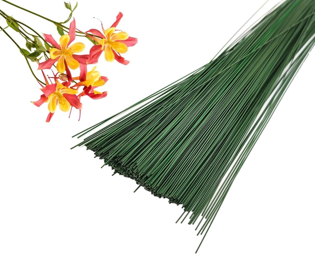 Draadstengels, 100 stuks groene bloemisterij draden 2 mm x 30 cm bloemstokken voor kunstbloemen bruiloft boeket decoraties ambachten