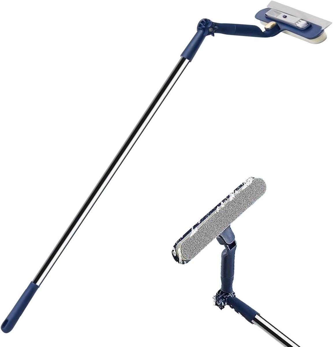 Raamtrekker - Raamborstel Wisser - Ramen Schoonmaken - 2-in-1 Reiniger - 120 cm - Blauw