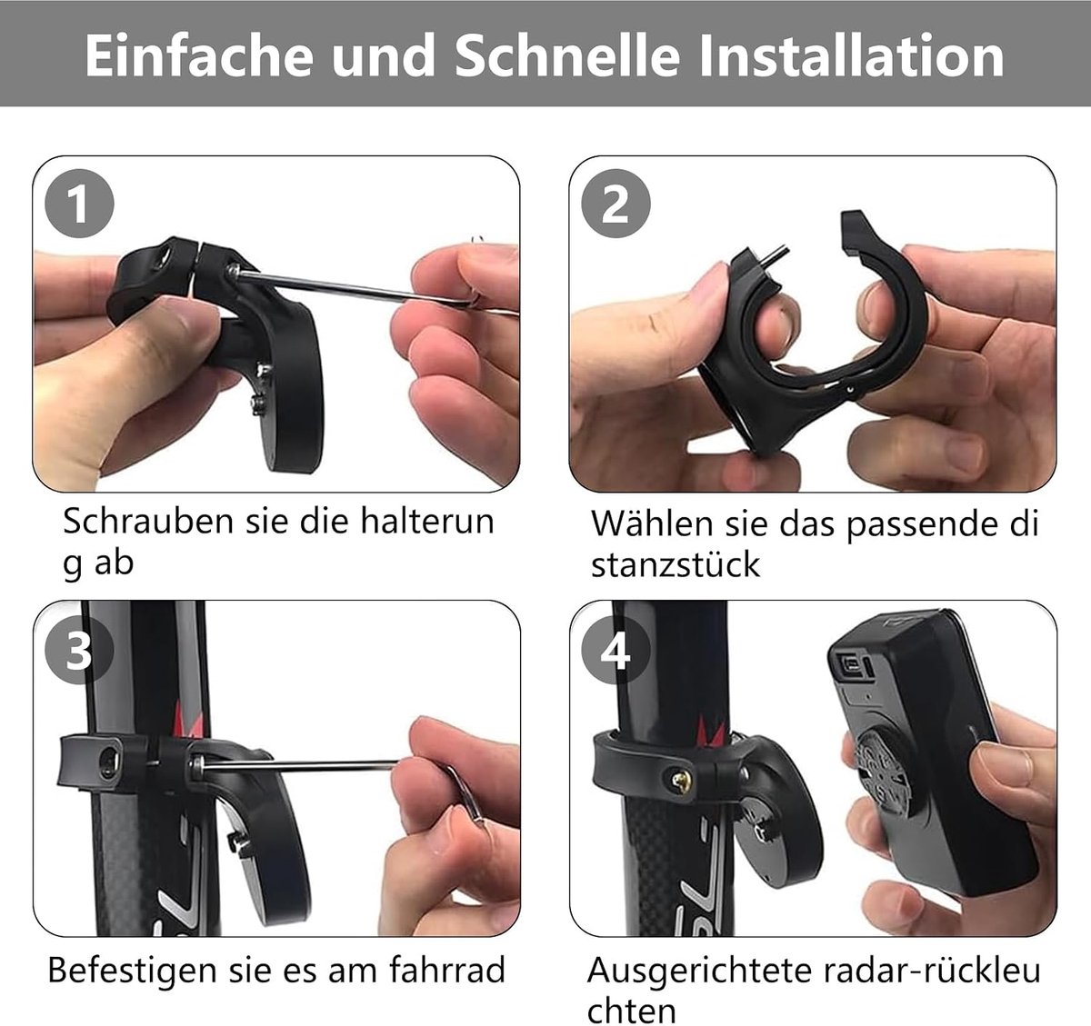 SnelShoppen - Fietszadel Tas Houder voor RTL510 RTL515 RVR315 Achterlicht Geschikt voor Garmin Varia MTB Accessoires, Lichtgewicht en Verstelbaar