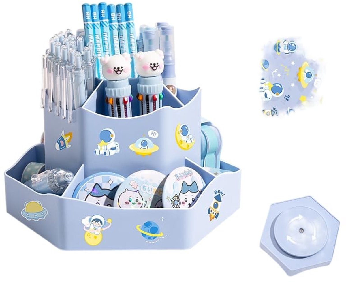 Omgoods - 360 Graden Draaibare Pennenhouder - Bureau Organizer met 9 Vakken