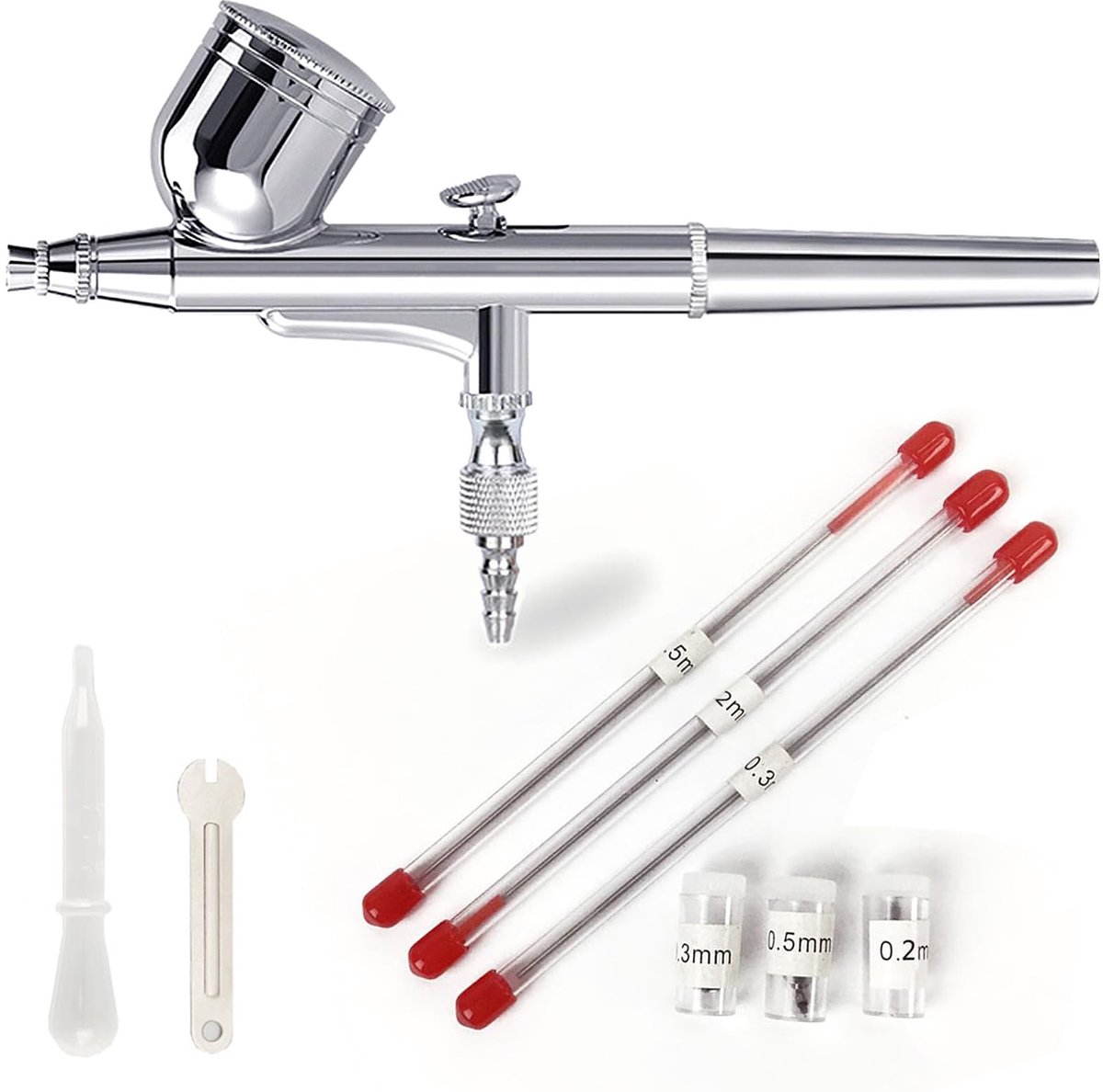 Omgoods - Airbrush Set met Dubbele Werking - Inclusief 3 Sproeiers voor Kunst en Hobby