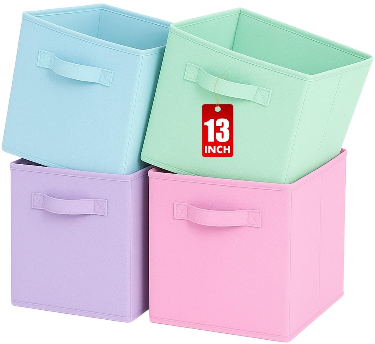 Omgoods - Set van 4 Vouwbare Opbergdozen met Handgrepen