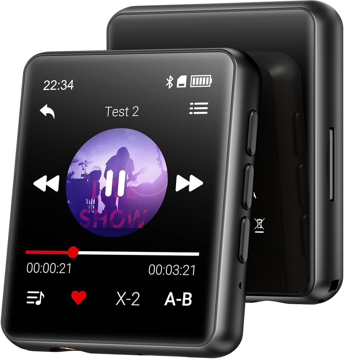 MP3-speler met Bluetooth - 128GB Muziekspeler, Ingebouwde Luidspreker en FM-radio, 1,8'' Mini Touchscreen MP3 - Perfect voor Kinderen en Sport (zwart)