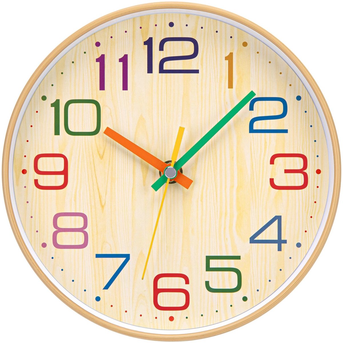 Omgoods - Wandklok voor Kinderen - Stille Quartz 20 cm Gemakkelijk Afleesbaar - Vintage Houtlook