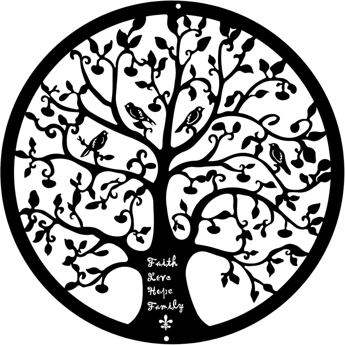 28 cm levensboom muurkunst metalen boom leven muurdecoratie stamboom muur plaquette sculpturen voor balkon veranda slaapkamer woonkamer keuken tuin kantoor binnen buiten (zwart)