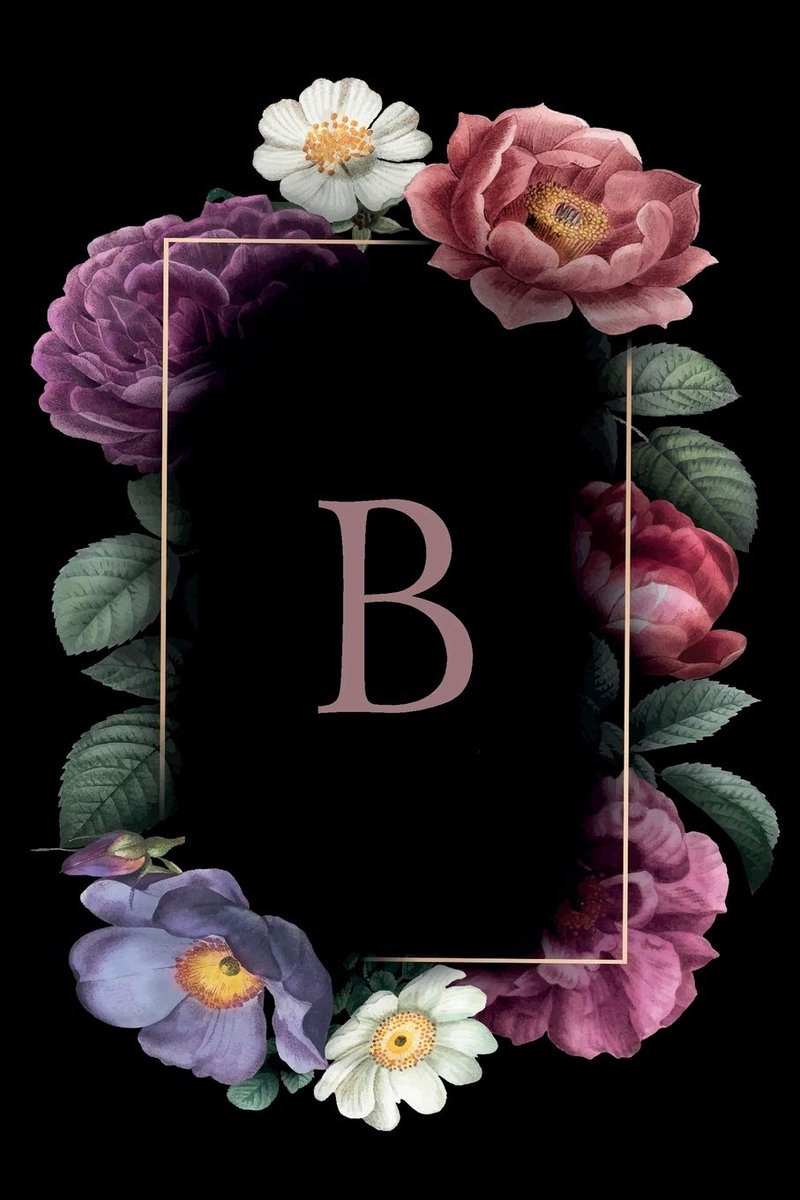 Floral Monogram Initial "B" / Medium Size Notebook with Lined Interior, Page Number and Daily Entry Ideal for Taking Notes, Journal, Diary, Daily Planner, Projects and Appointments