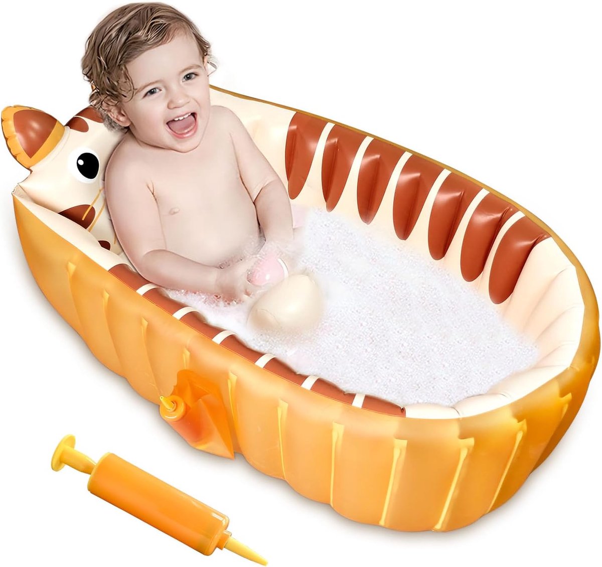 bad, kinderbad, antislip babyzwembad om op te zitten, opvouwbare babydouchebak, mini-opblaasbaar zwembad, onmisbare reisbadkuip voor kinderen (oranje)