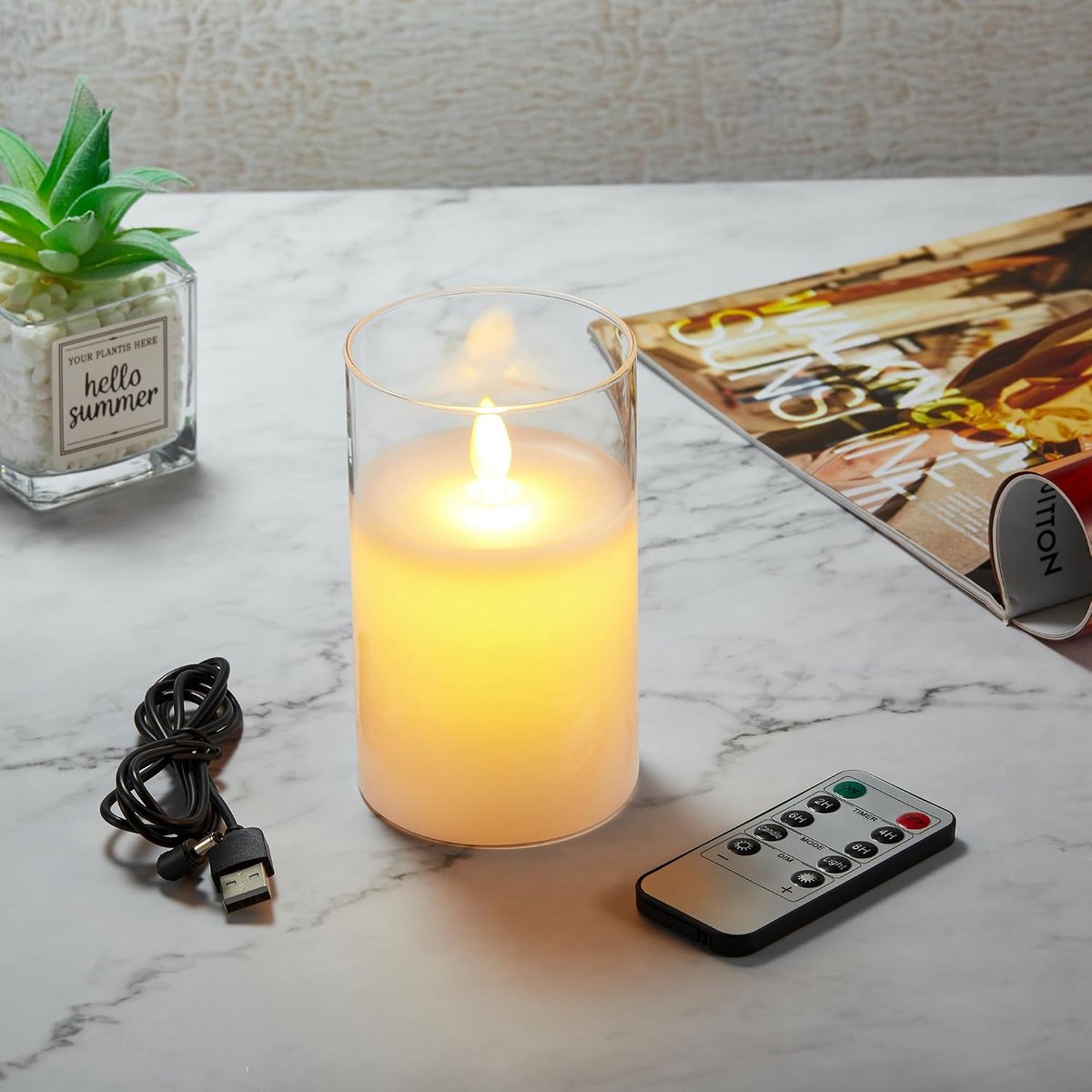 LED Kaarsen - Oplaadbare & Vlamloos met Realistische Flikkerende Vlam | Afstandsbediening voor Gezellige Kerstmis, Halloween & Verjaardagen | Feestdecoratie - 7,5x10 cm