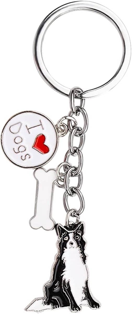 Sleutelhanger - 1 STKS Mooie Hanger Met Grens Collie en Bot Voor Mannen, Wen Vriend, Minnaar Cadeau