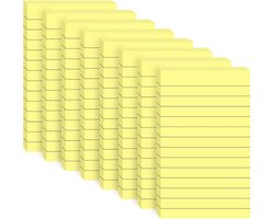 (8 Pads) Agoer Gevoerde Sticky Notes 10 x 15 cm, Lichtgeel Zelfklevende Notities Pad met blauwe lijnen, gelijnde plaknotities voor kantoor, school, thuis, 50 vellen/pad, 80 gsm papier, sterke