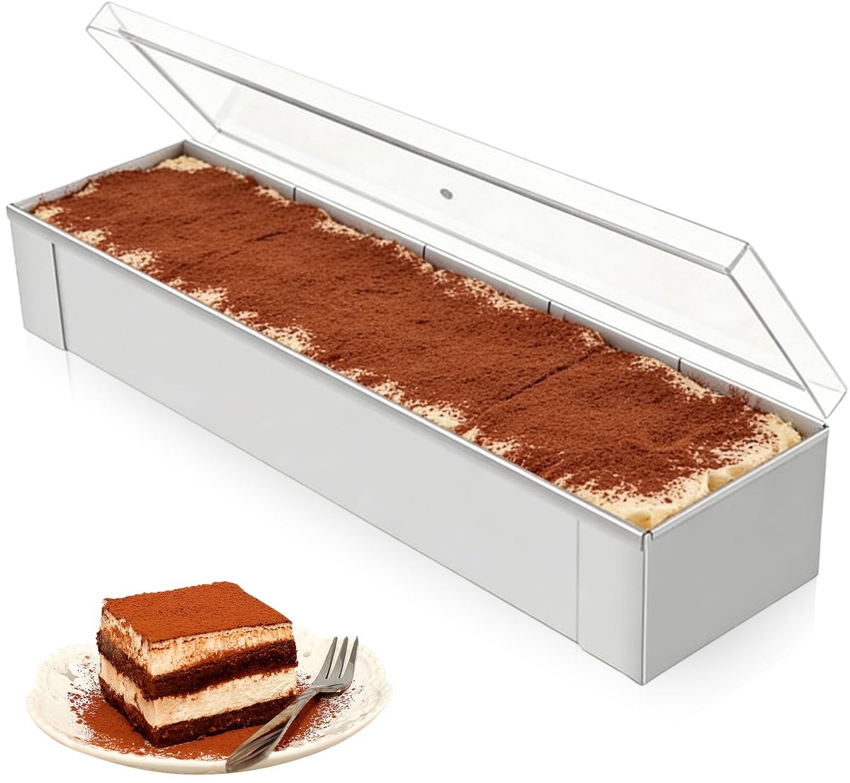 Omgoods - Taartvorm met Antiaanbaklaag 40x8x6 cm - Roestvrij Staal Rechthoekig voor Cake en Brood