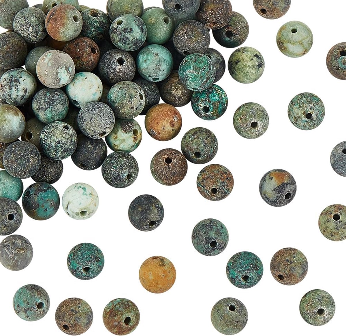 Kralen, natuurlijke Afrikaanse turquoisekralen, 6 mm, gematteerd turquoise, jaspis, ronde losse edelsteenkralen, energiekralen, voor armbanden, halskettingen enz., 126 stuks