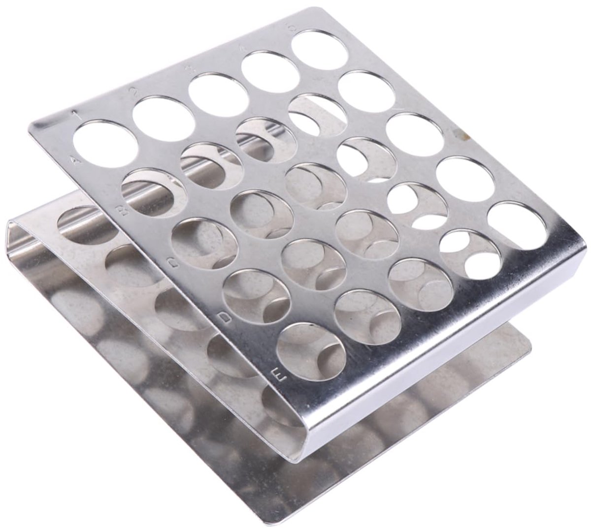 Reageerbuishouder, roestvrij staal, 25 sleuven, 3,94 x 3,94 x 1,77 inch, licht, voor laboratorium, school, praktische opslag