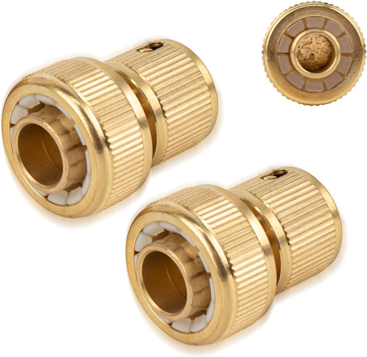2 stuks messing snelkoppelingen voor 3/4 inch (20 mm) waterslang - snelkoppeling met stopfunctie voor 3/4 inch tuinslangen