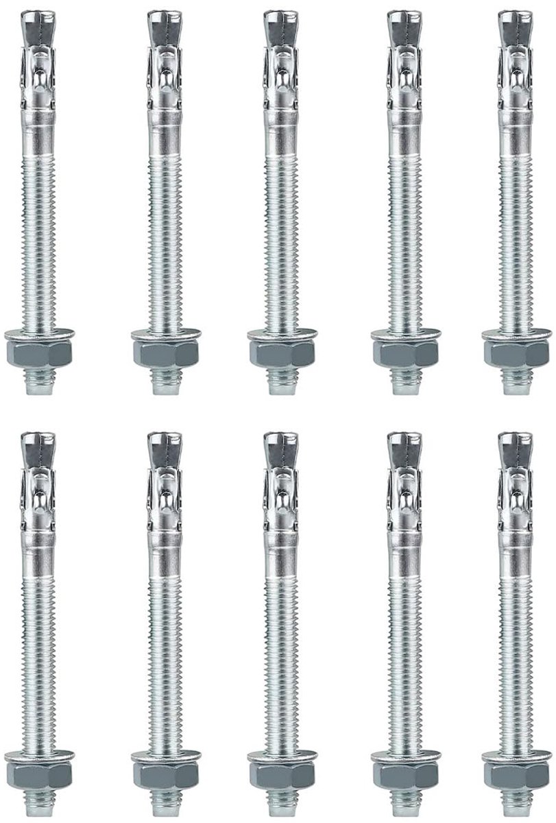 Boutankers, M10 x 10 mm gegalvaniseerde zware ankers, gegalvaniseerde metalen pinnen voor balustrades, ramen, gordijngevels, machines, balken, knuppels