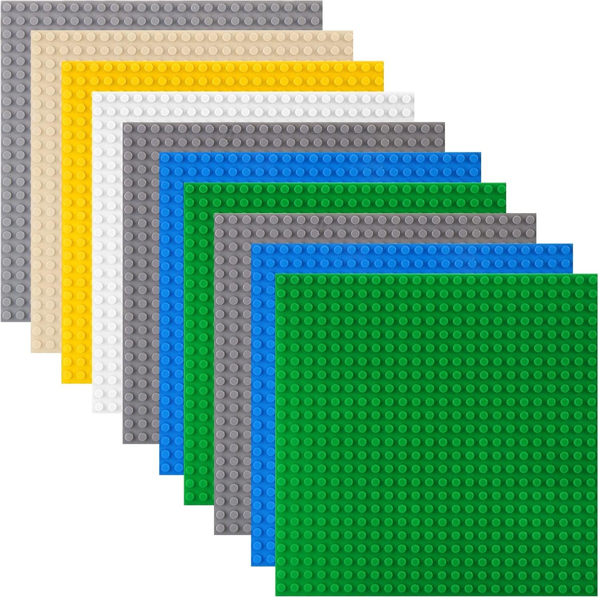 Set van bouwplaten,19,2 x 19,2 cm, grondplaat met 24 x 24 noppen, constructiespeelgoed voor kinderen (10PCS)