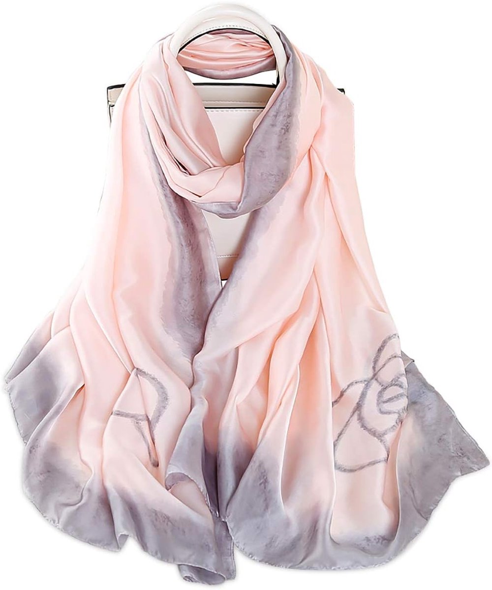 Zijden sjaal dames warm zacht zijden doek artistiek verf en wassen schilderen elegante stijl bloemenpatroon als stola halsdoeken zonnebescherming cap het hele jaar door