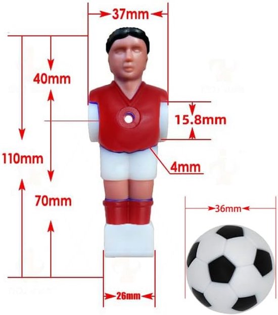 Tafel Voetbal Man 2 Team Tafel Voetbal Voetbal Figuren met Voetbal voor Tafel Gaming Tafelblad Games — afbeelding 5