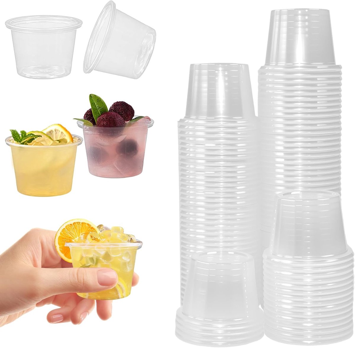 100 stuks Shotglaasjes 25ml Doorzichtige Shotglaasjes Shotbekers Herbruikbare Kleine Bekers voor Shot Proefslokje Likeurglaasjes Drinkbekers Proefbekers Drinkgerei voor Bruiloft