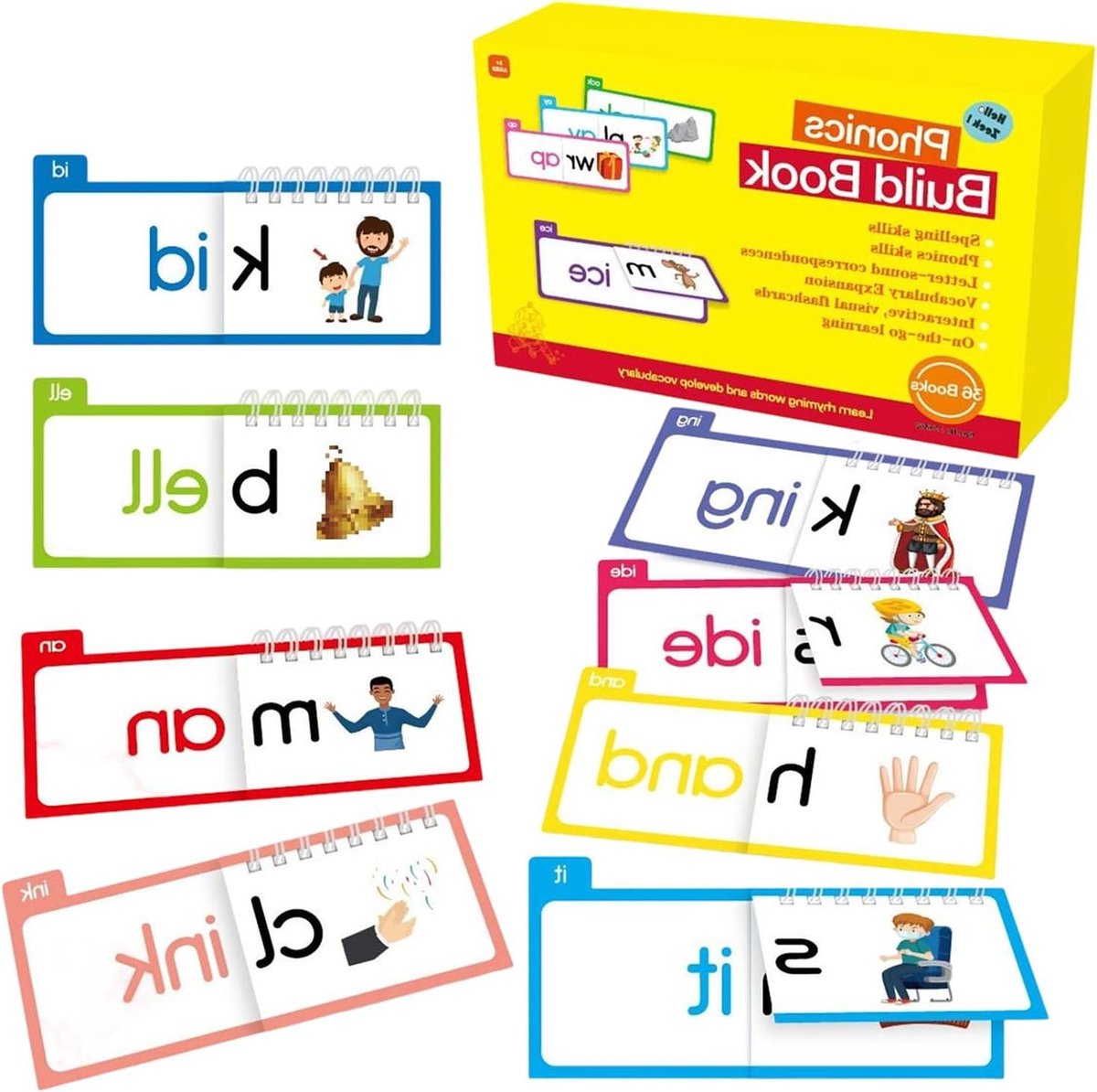 Woord Familie Bouwboek - Spelling Leren Boeken - Kleuter Educatie - Interactieve Leeservaring - 27.7 x 16.6 x 0.1 cm