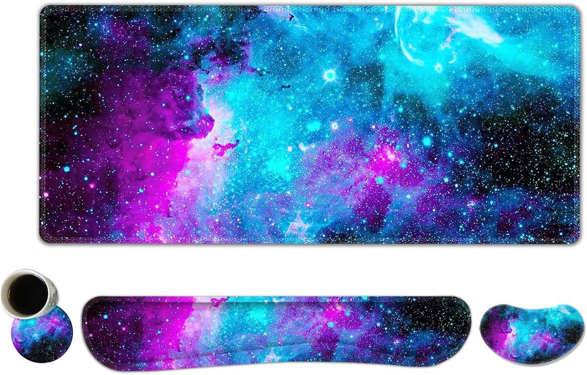 SnelShoppen - Ergonomische Gaming Muismat met Geheugenfoam, Grote Bureau Mat, Stitched Randen, Antislip Onderkant, Inclusief Polssteun voor Muizen en