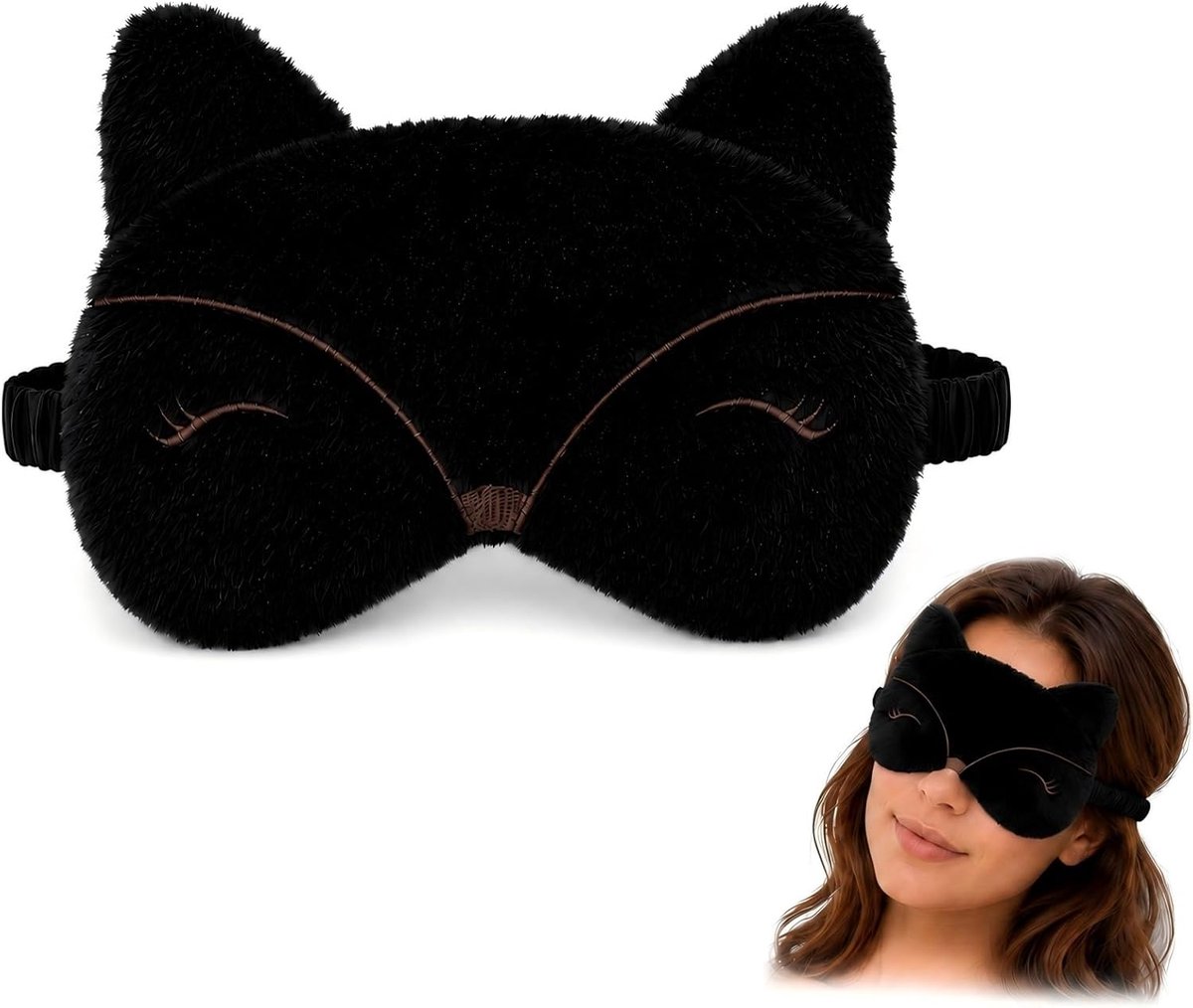 Dames slaapmasker, 3D pluche dieren oogmasker met verstelbare bandjes, zacht en ademend oogmasker voor slapen, reizen - ShopVlot