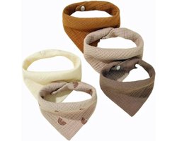 Kwijl slabbetjes set van 5 - hydrofiel baby slabbetjes met drukknoop - rainbow - baby slabbers - kwijl slabbetjes - spuug slab - 100% katoenen slabbetjes - bandana bib baby - uitwasbare slabbers