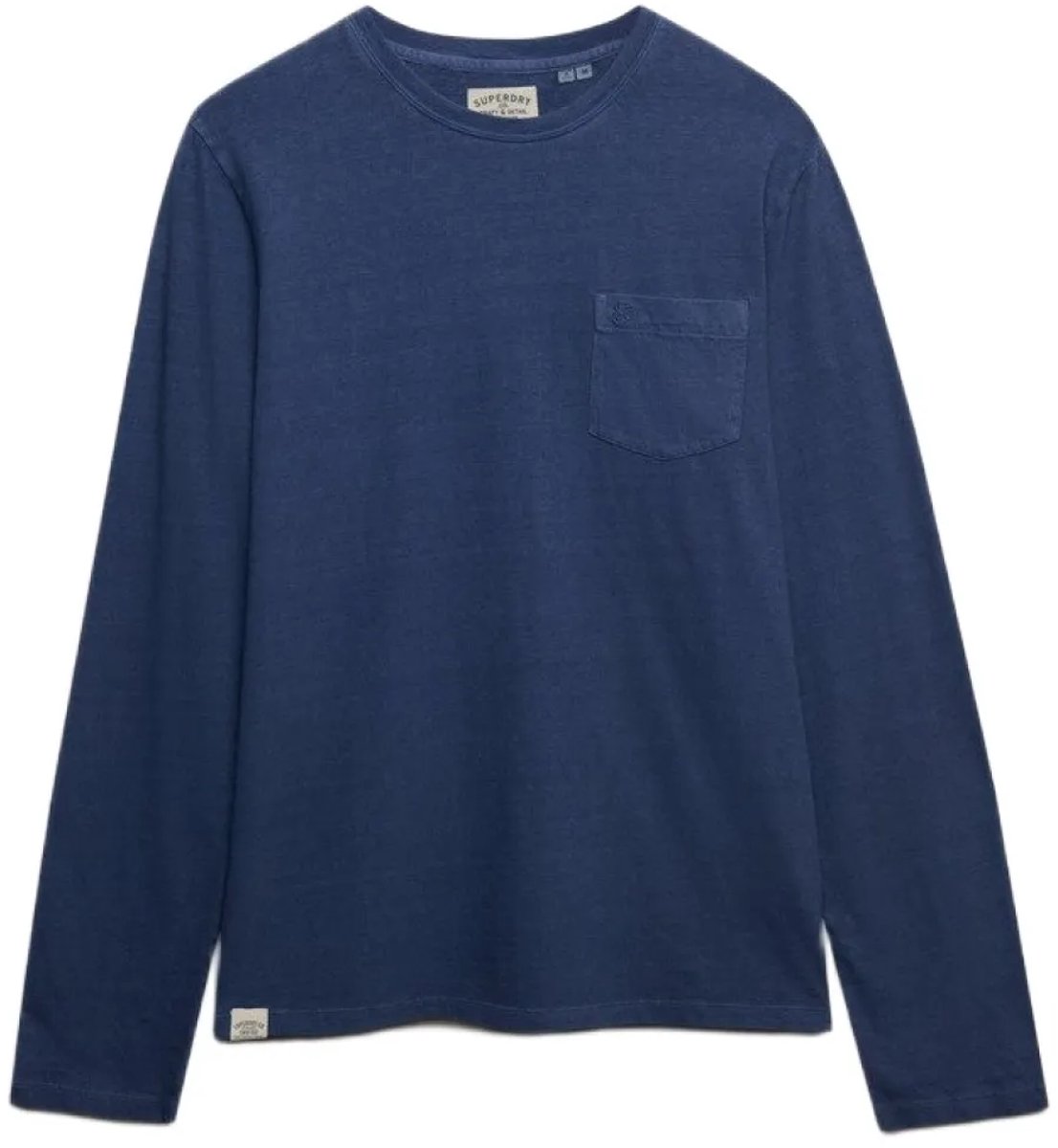 Superdry Katoenen Linnen Longsleeve Top Met Zak Heren Tops Blauw