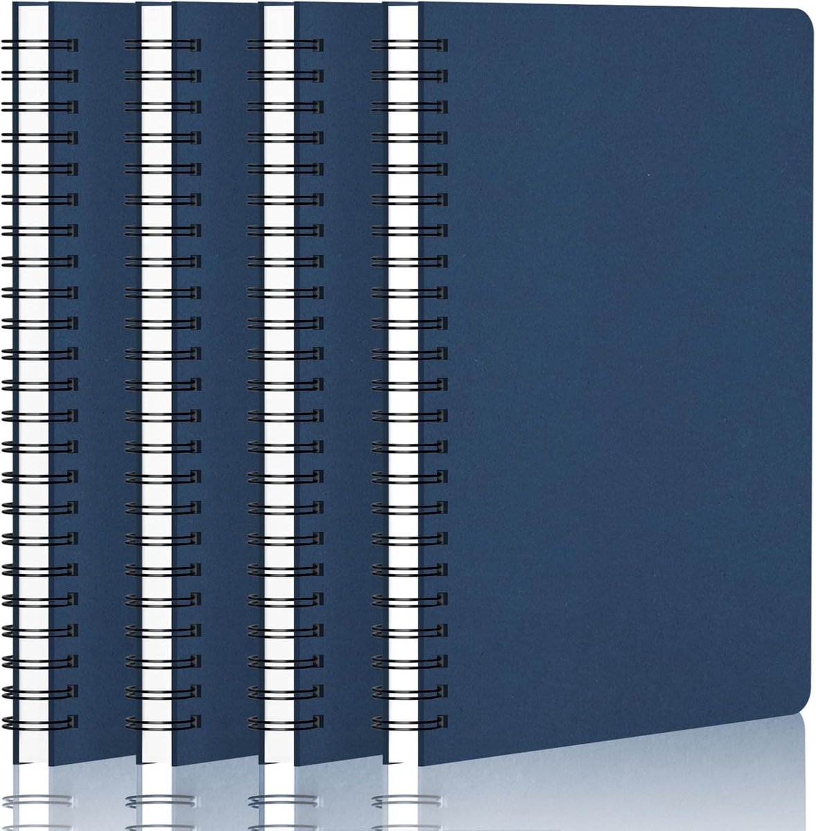 SnelShoppen - A5 Spiral Notepad Set van 4 - Donkerblauw Notitieboek 14x21cm - 100gsm 5mm Dotted Papier - 120 Pagina's/60 Bladen voor School, Werk en C