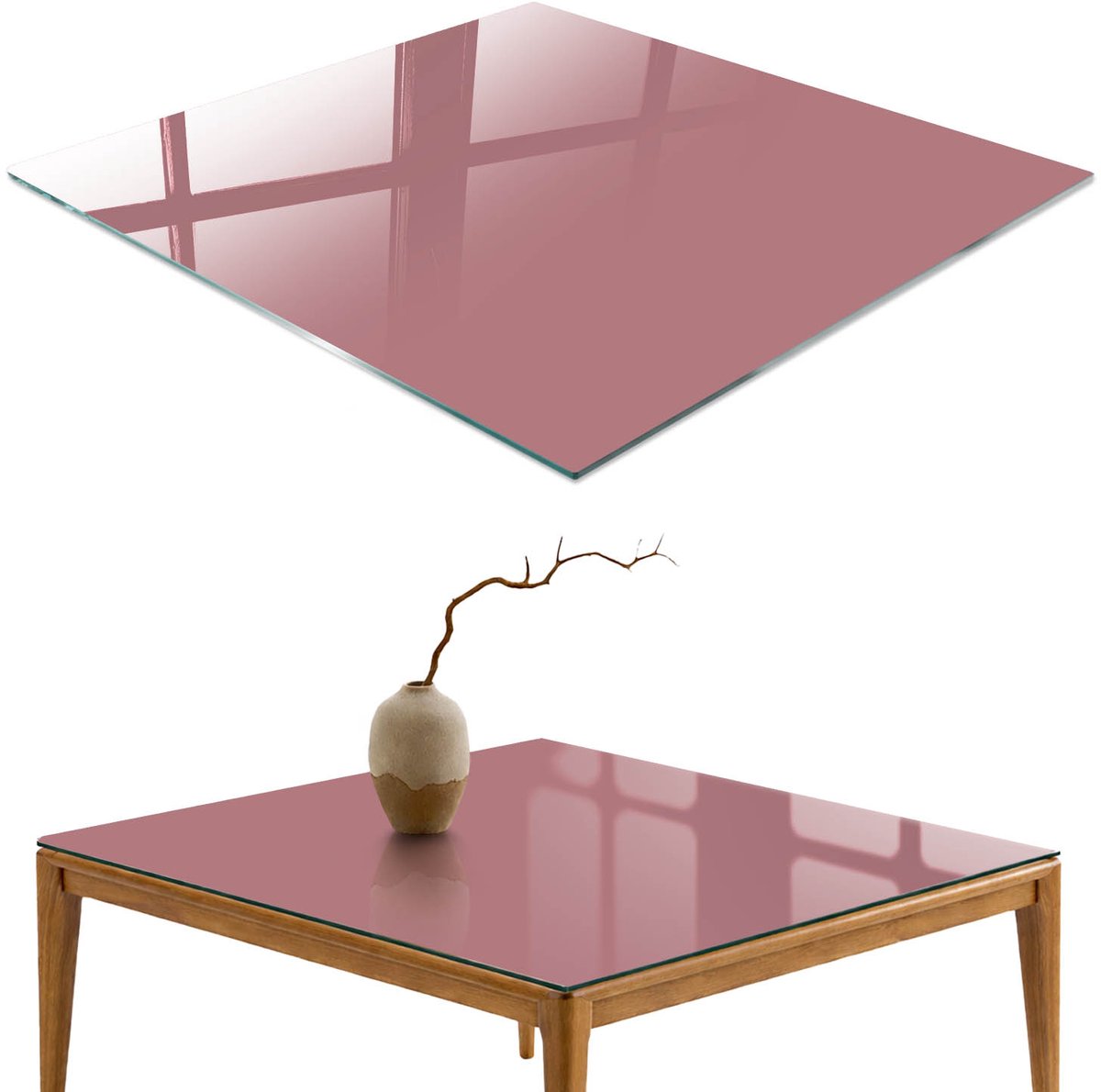 ArtPrintCave Oudroze Glazen Tafelblad - 50x50 cm - Tafelblad Vierkanten - Roze Eettafel Met Glasplaat - Achtergronden en patronen Glazen Eettafel