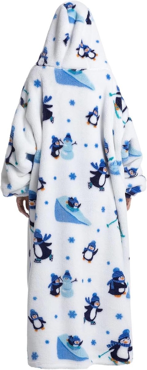 Zachte hoodie deken met mouwen - Flanellen deken voor thuis, bank en bed met capuchon en zakken