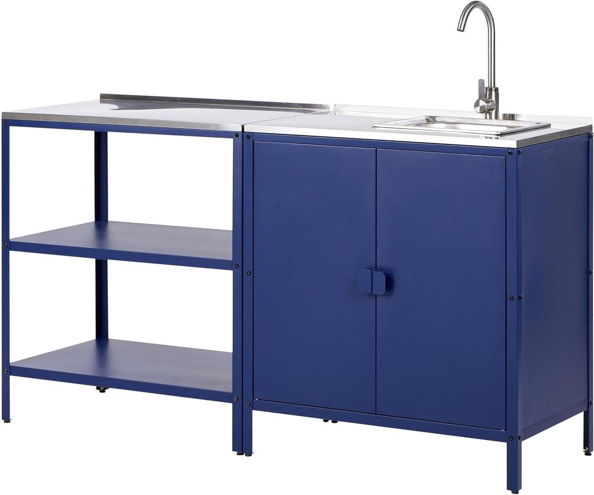 Buitenkeuken Set - Tuinkeuken Unit - Buiten Koken - Roestvrij Staal - 90x80x50 cm - Blauw