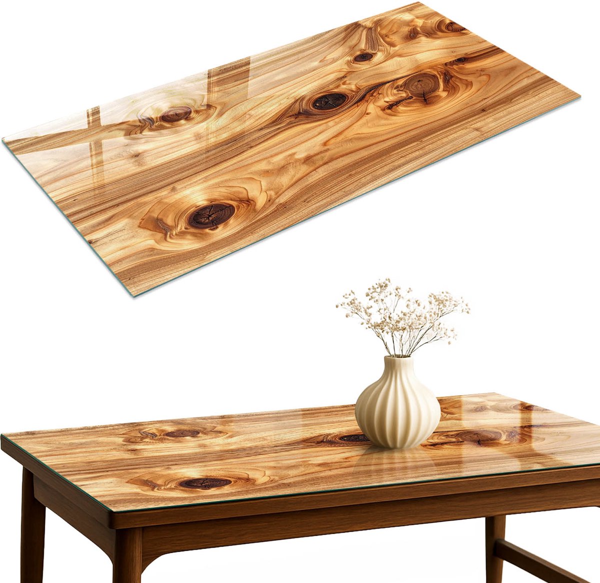 ArtPrintCave Houten patronen Glazen Tafelblad 140x70 cm - Tafelblad Rechthoek - Bruin Tafelblad Glas - Texturen Bureaublad
