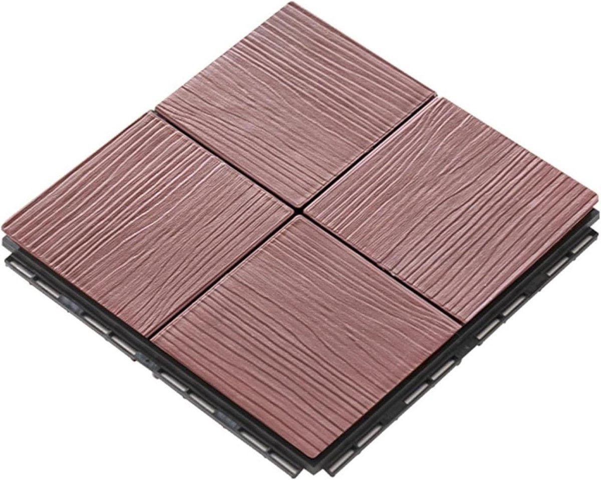Houten Terrastegels - Vlondertegels Composiet - Buitenruimte Verfraaien - In elkaar grijpend Systeem - 30x30 cm - Houtkleur